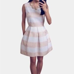 Gap blush and white fit and flare dress with pockets size 10
